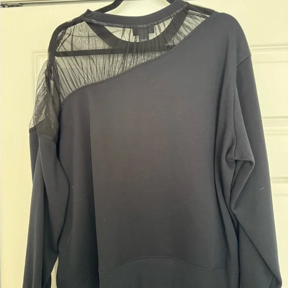 Anthropologie Black Sweatshirt with Sheer Detail - Picture 4 of 4